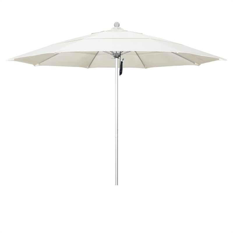 California Umbrella Venture 11' Silver Market Umbrella in Canvas