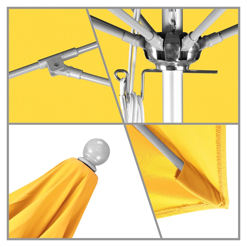 California Umbrella Venture 11' Silver Market Umbrella in Yellow