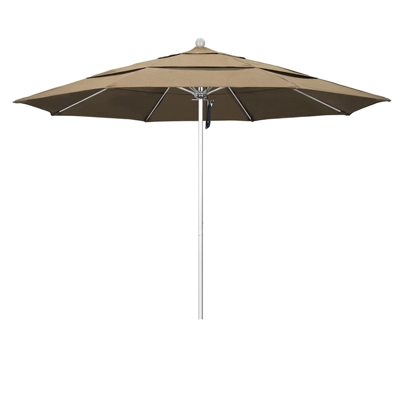 California Umbrella Venture 11' Silver Market Umbrella in Heather