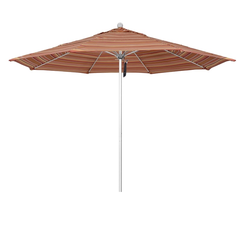 California Umbrella Venture 11' Silver Market Umbrella in Dolce Mango