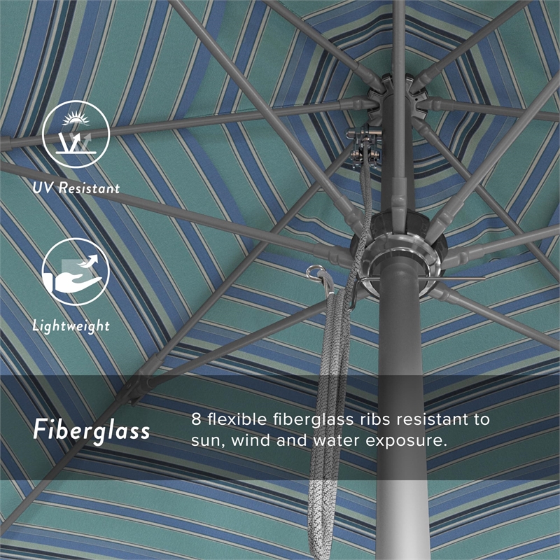 California Umbrella Venture 11' Silver Market Umbrella in Dolce Oasis