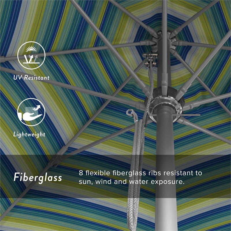 California Umbrella Venture 11' Silver Market Umbrella in Seaside