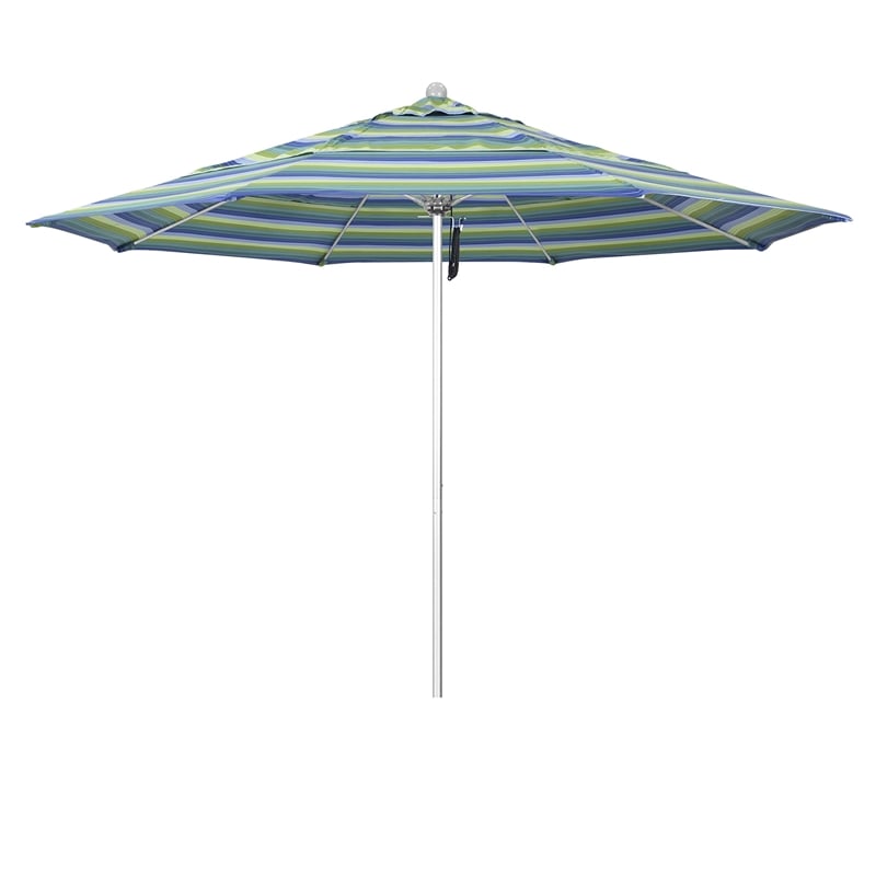 California Umbrella Venture 11' Silver Market Umbrella in Seaside