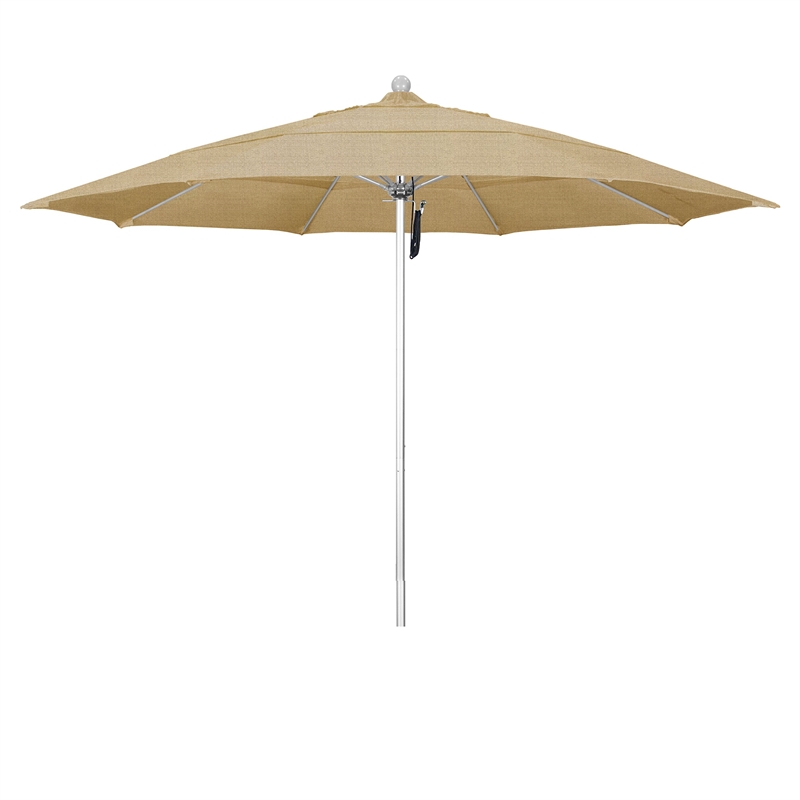 California Umbrella Venture 11' Silver Market Umbrella in Linen