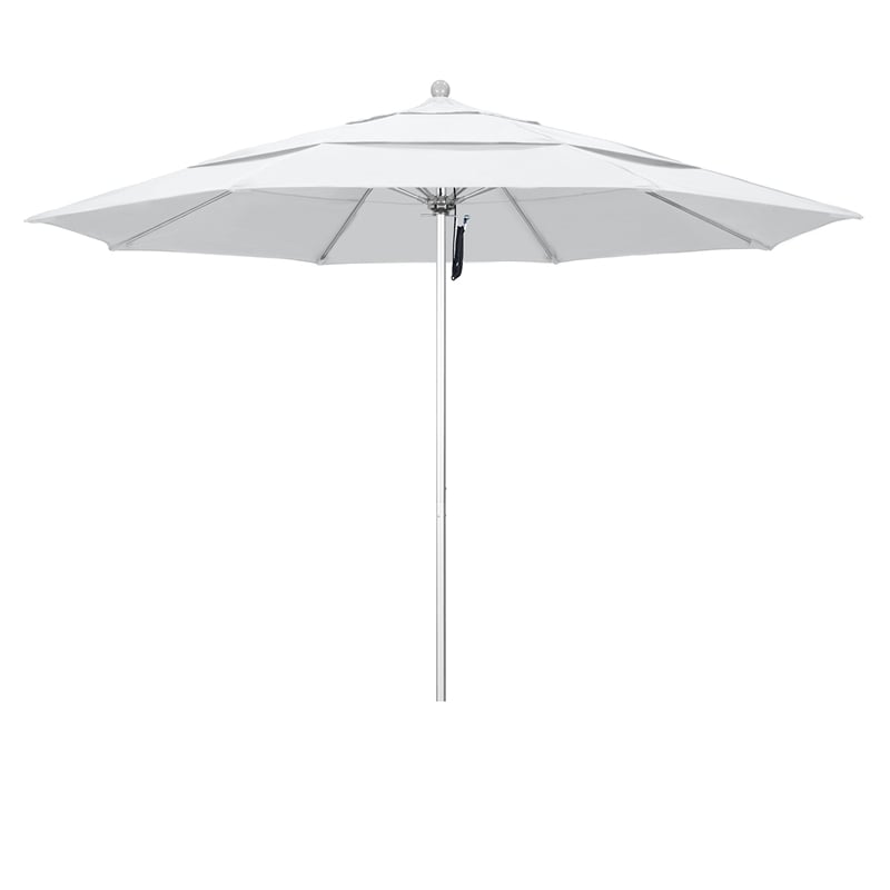 California Umbrella Venture 11' Silver Market Umbrella in White