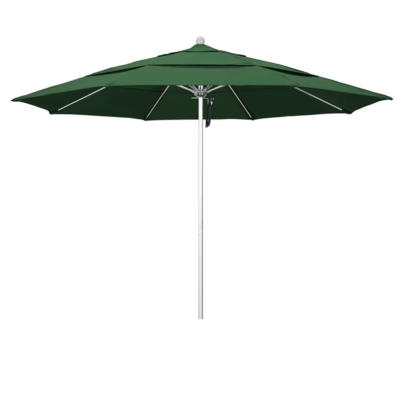 California Umbrella Venture 11' Silver Market Umbrella in Green