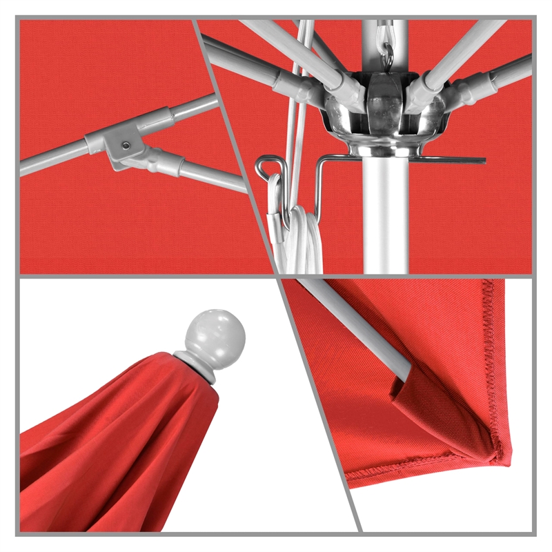 California Umbrella Venture 11' Silver Market Umbrella in Red