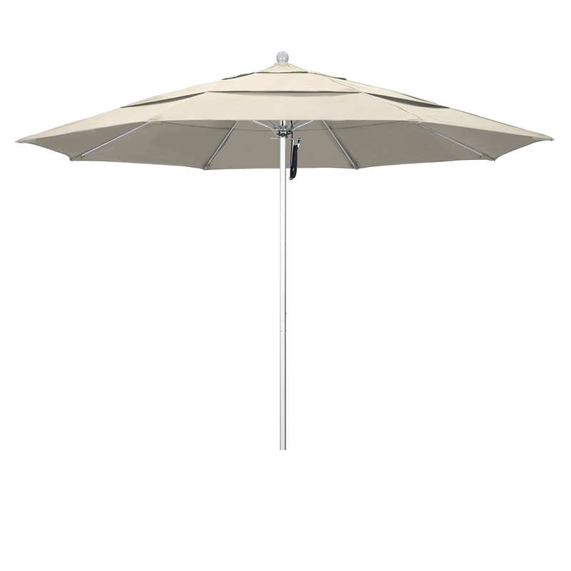 California Umbrella Venture 11' Silver Market Umbrella in Beige