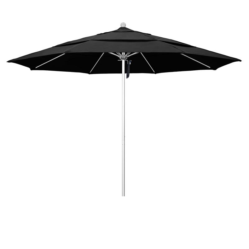 California Umbrella Venture 11' Silver Market Umbrella in Black