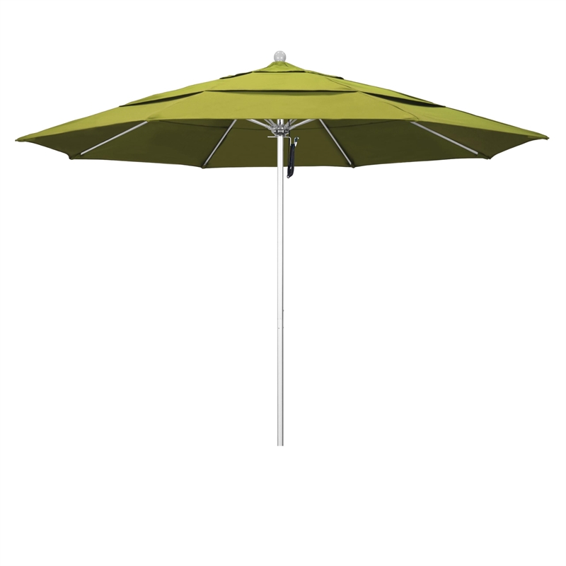 California Umbrella Venture 11' Silver Market Umbrella in Kiwi