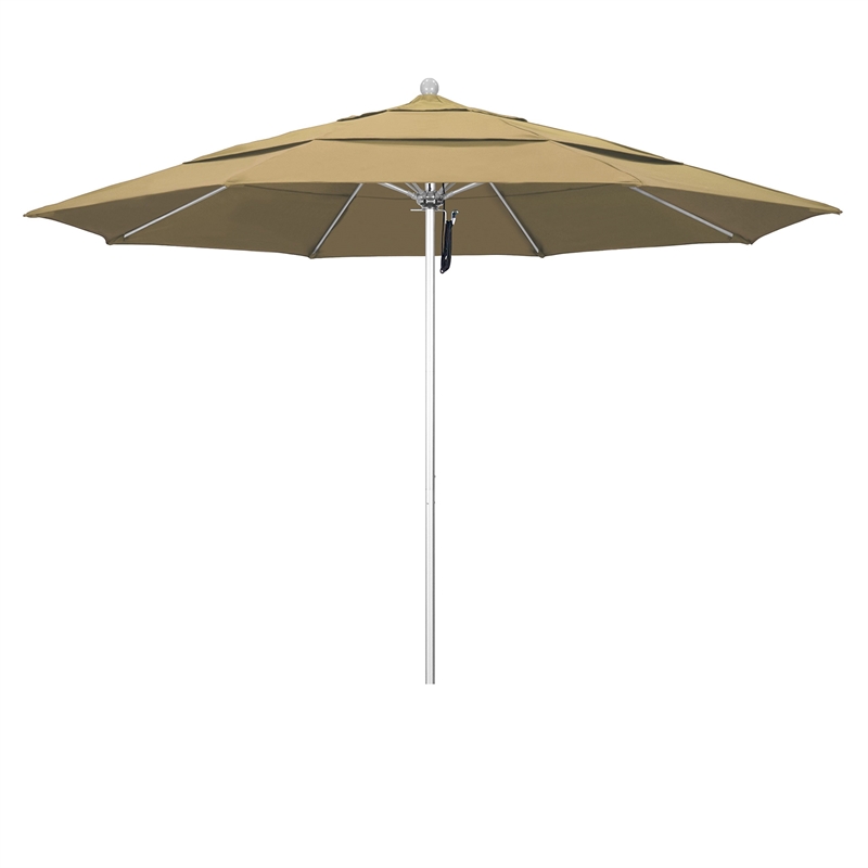 California Umbrella Venture 11' Silver Market Umbrella in Champagne