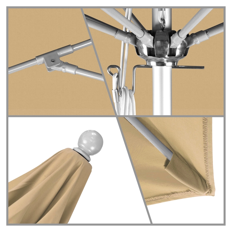California Umbrella Venture 11' Silver Market Umbrella in Champagne
