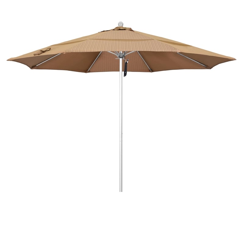California Umbrella Venture 11' Silver Market Umbrella in Sequoia