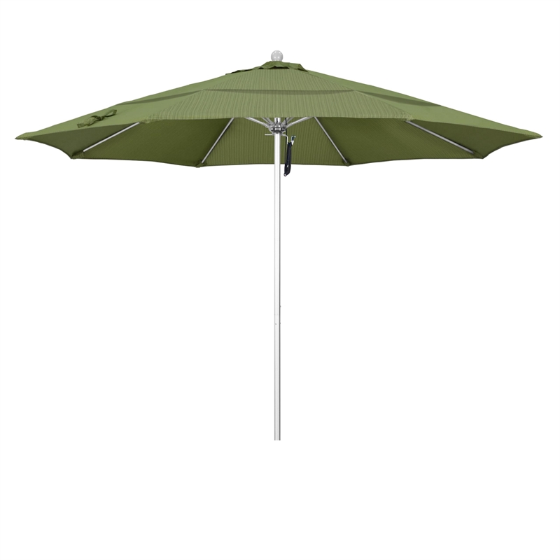 California Umbrella Venture 11' Silver Market Umbrella in Fern