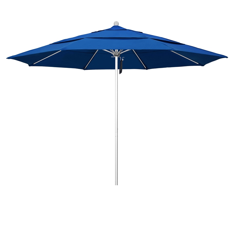 California Umbrella Venture 11' Silver Market Umbrella in Blue