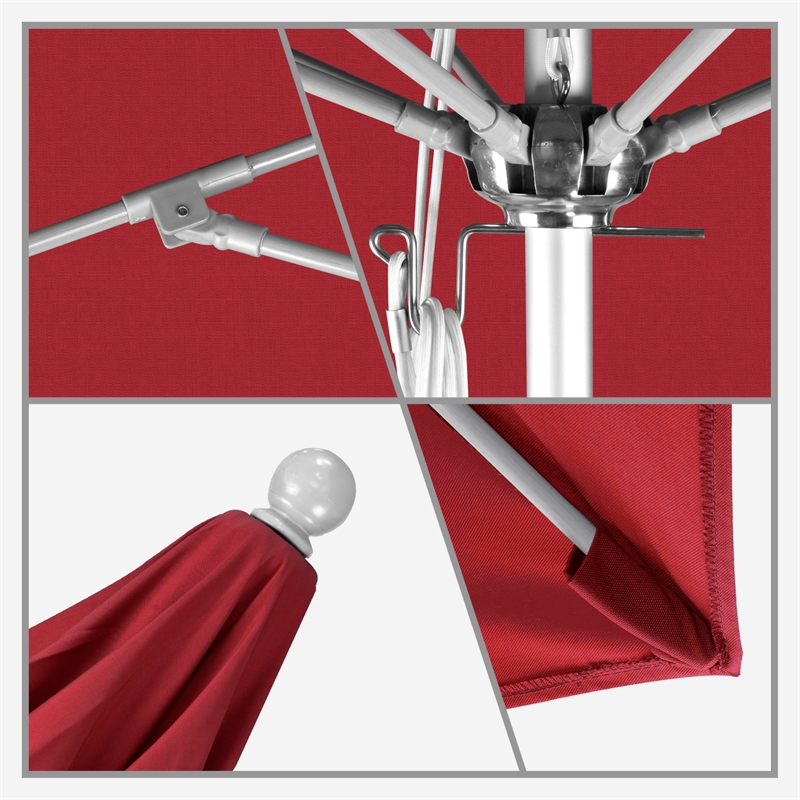 California Umbrella Venture 11' Silver Market Umbrella in Red