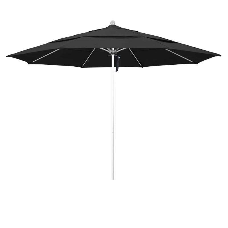California Umbrella Venture 11' Silver Market Umbrella in Black