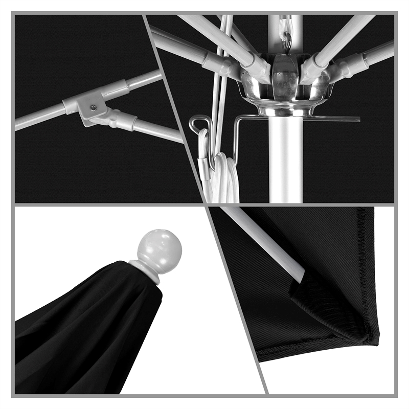 California Umbrella Venture 11' Silver Market Umbrella in Black