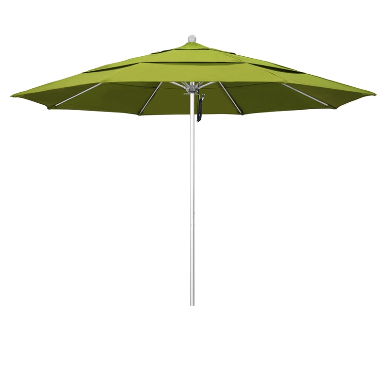 California Umbrella Venture 11' Silver Market Umbrella in Ginkgo