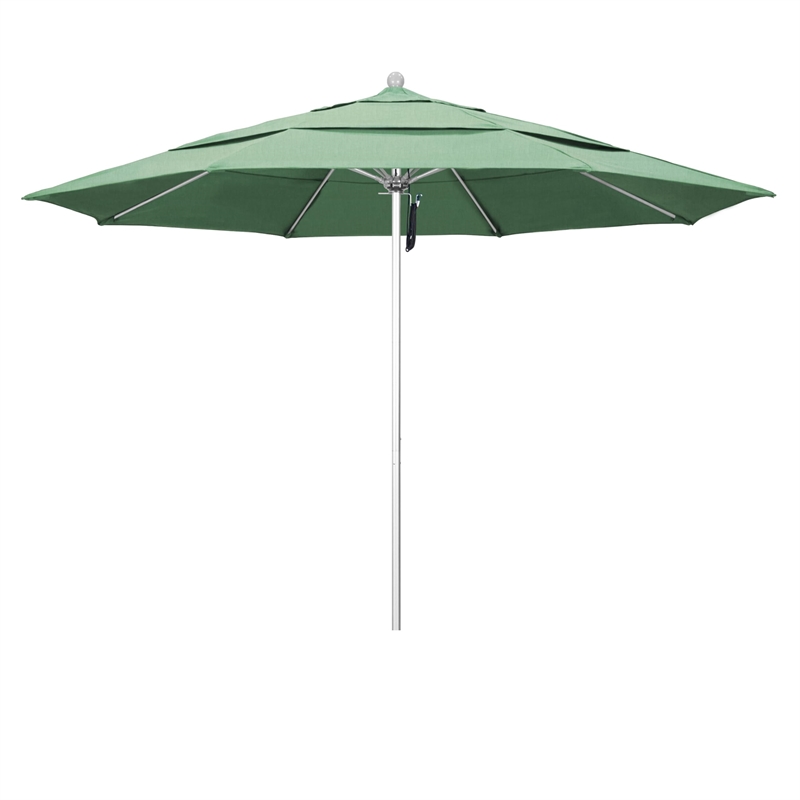California Umbrella Venture 11' Silver Market Umbrella in Spa