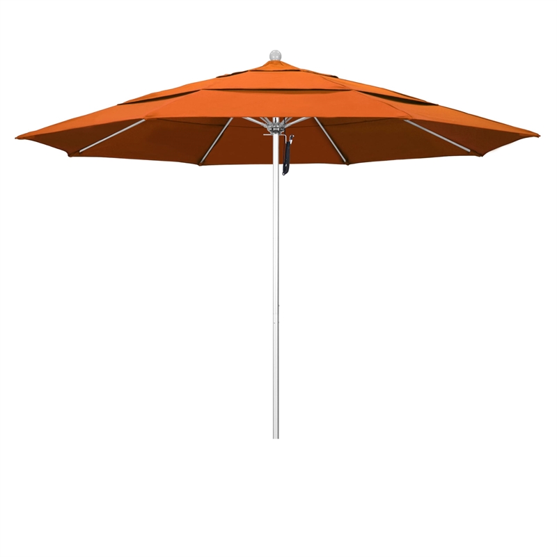 California Umbrella Venture 11' Silver Market Umbrella in Tuscan