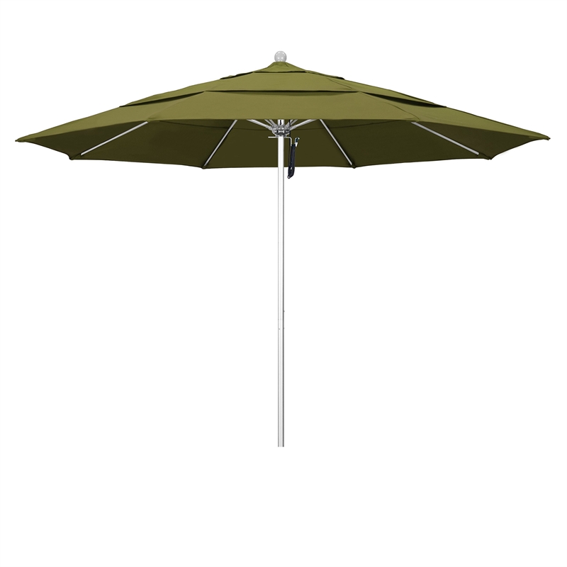California Umbrella Venture 11' Silver Market Umbrella in Palm