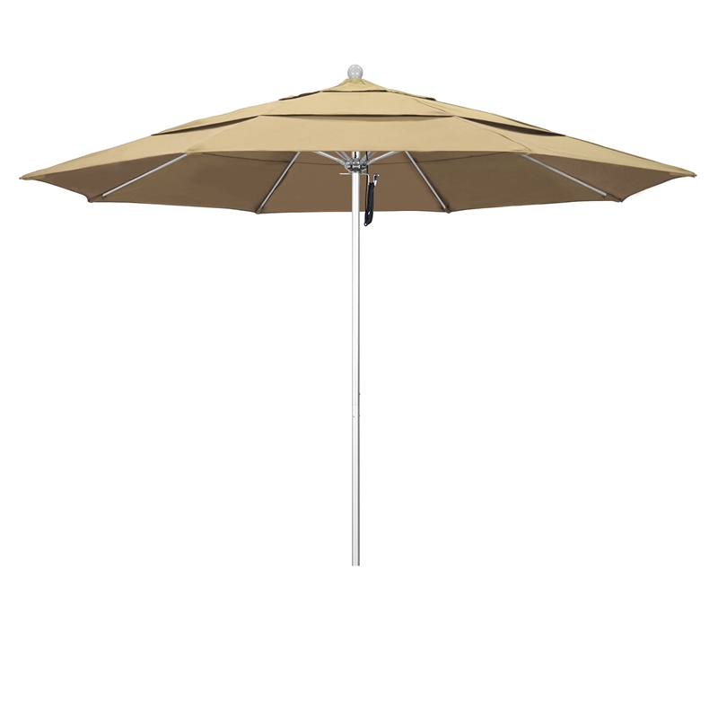 California Umbrella Venture 11' Silver Market Umbrella in Beige