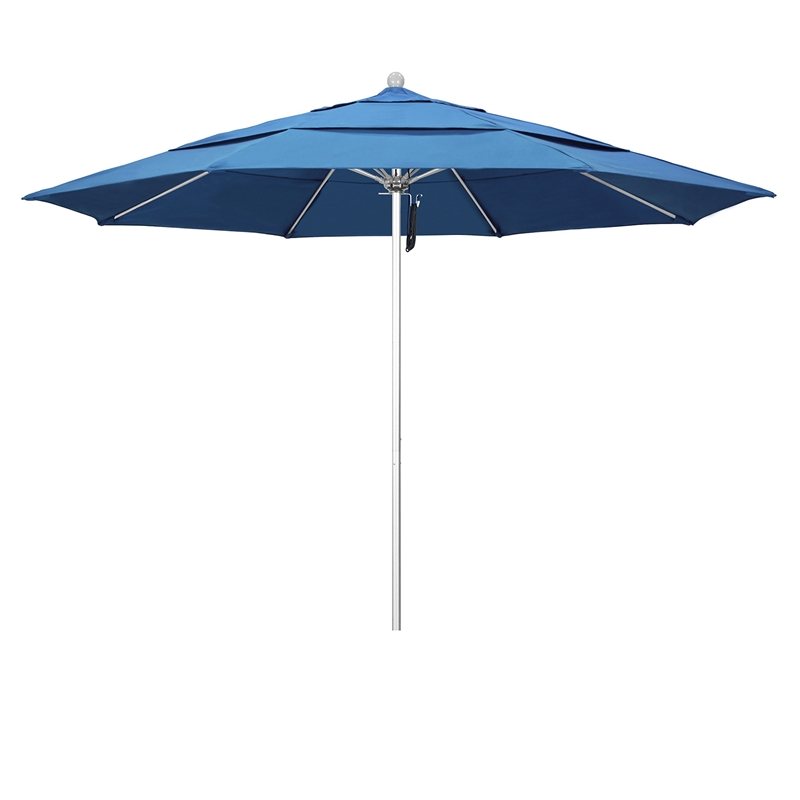 California Umbrella Venture 11' Silver Market Umbrella in Capri