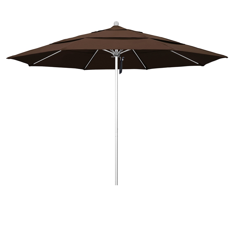 California Umbrella Venture 11' Silver Market Umbrella in Mocha