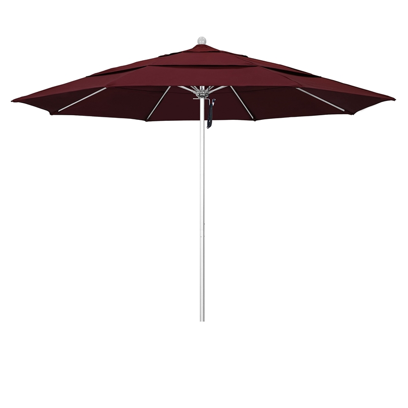 California Umbrella Venture 11' Silver Market Umbrella in Burgundy