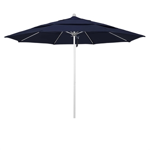 California Umbrella Venture 11' Silver Market Umbrella in Navy Blue
