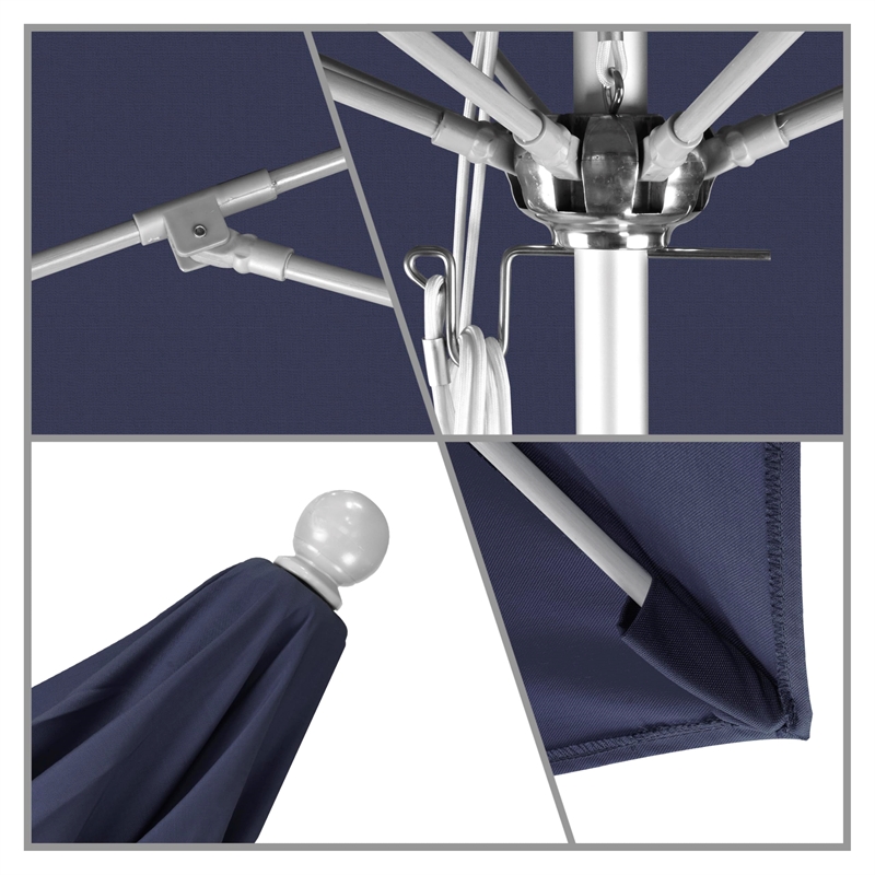California Umbrella Venture 11' Silver Market Umbrella in Navy Blue