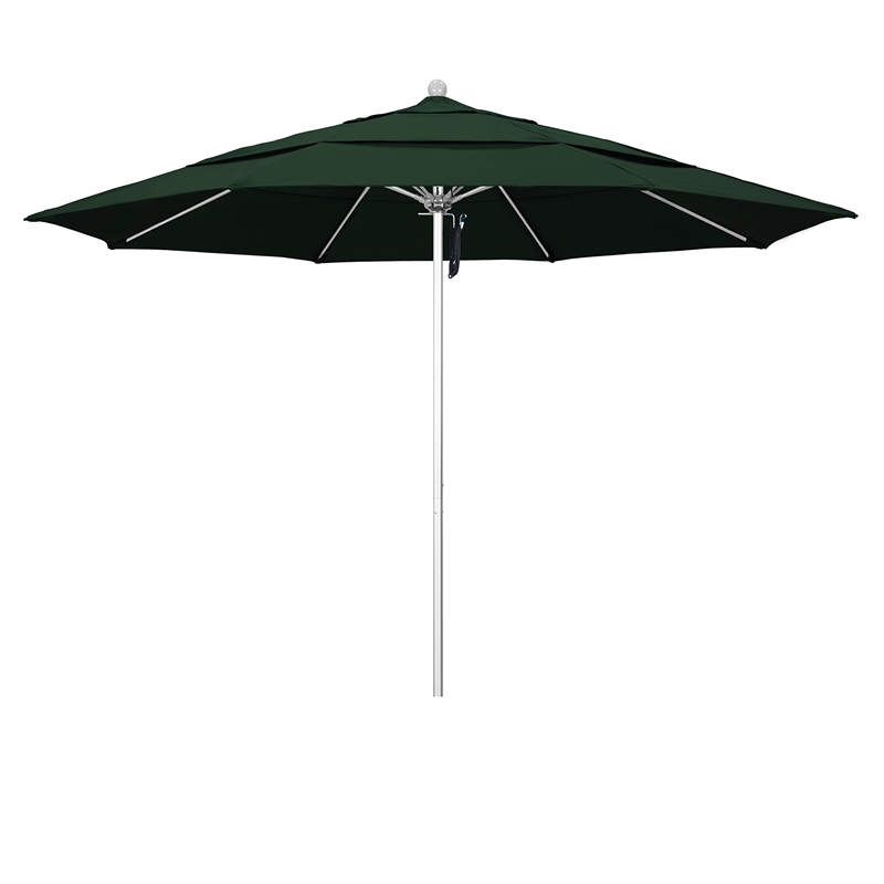 California Umbrella Venture 11' Silver Market Umbrella in Green