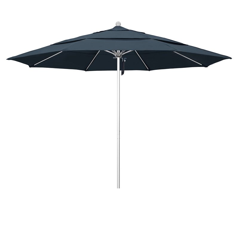 California Umbrella Venture 11' Silver Market Umbrella in Sapphire