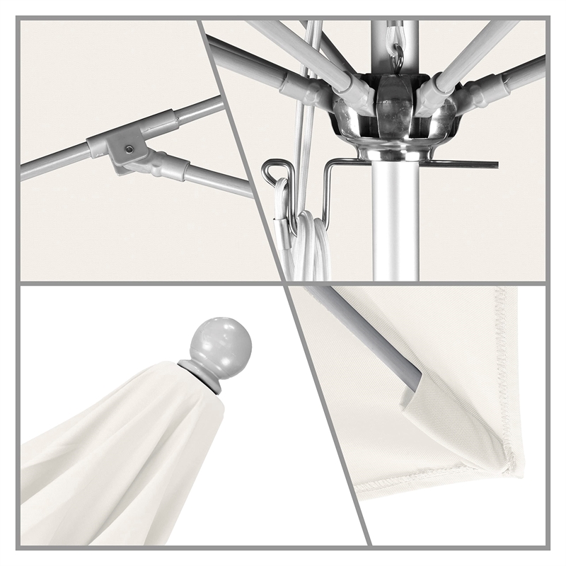 California Umbrella Venture 11' Silver Market Umbrella in Canvas