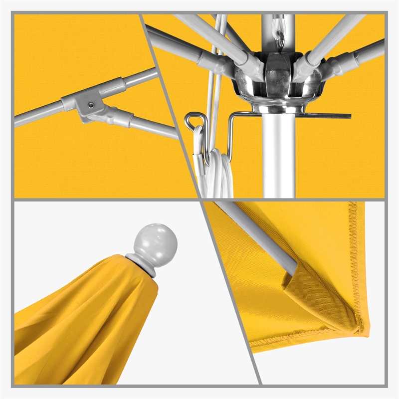 California Umbrella Venture 11' Silver Market Umbrella in Yellow