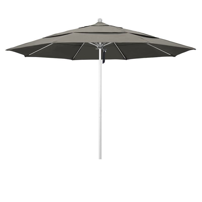 California Umbrella Venture 11' Silver Market Umbrella in Taupe