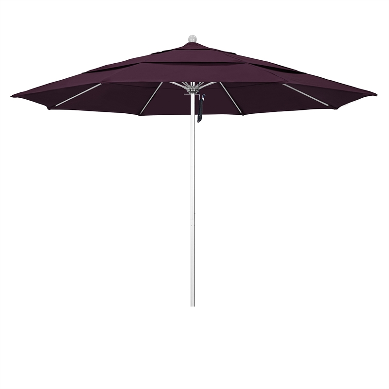 California Umbrella Venture 11' Silver Market Umbrella in Purple