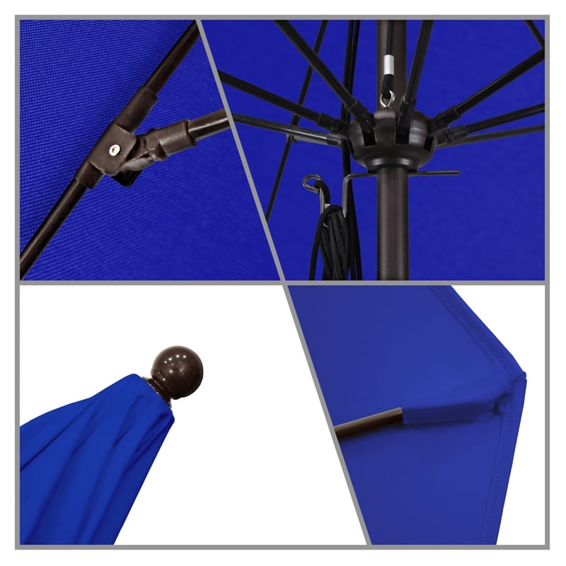 California Umbrella Venture 11' Bronze Market Umbrella in Blue