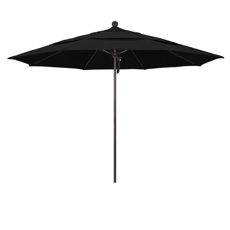 California Umbrella Venture 11' Bronze Market Umbrella in Black