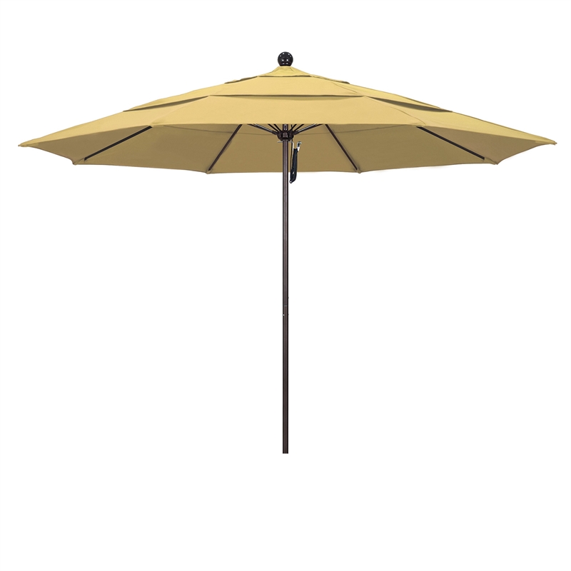California Umbrella Venture 11' Bronze Market Umbrella in Wheat