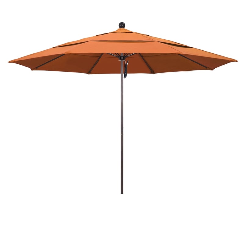 California Umbrella Venture 11' Bronze Market Umbrella in Tuscan