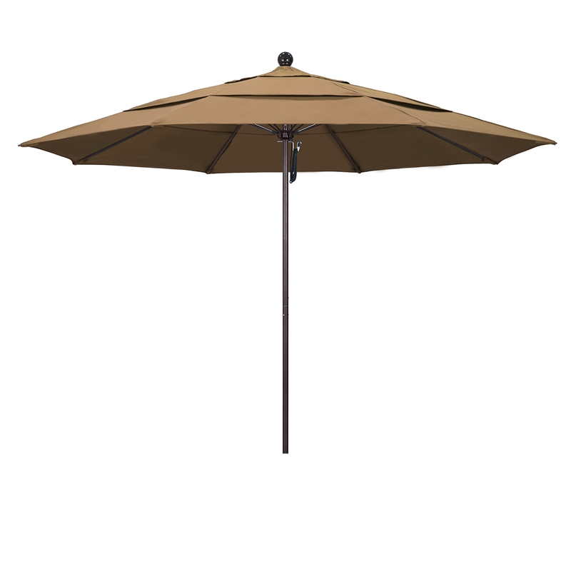 California Umbrella Venture 11' Bronze Market Umbrella in Cocoa