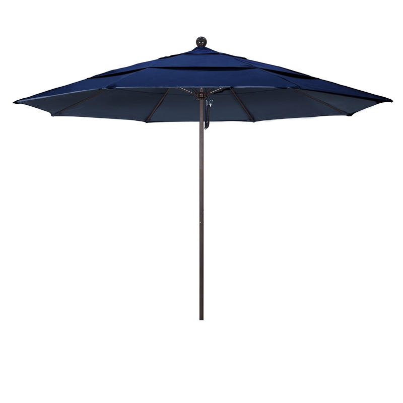 California Umbrella Venture 11' Bronze Market Umbrella in Navy