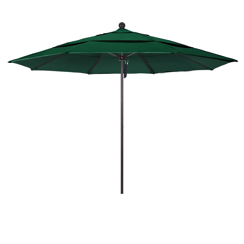 California Umbrella Venture 11' Bronze Market Umbrella in Green
