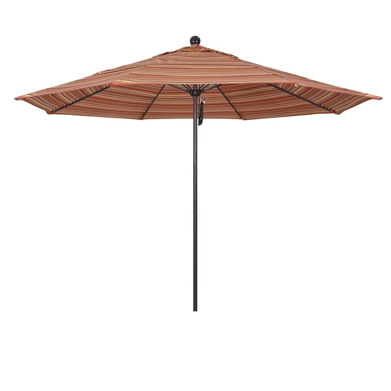 California Umbrella Venture 11' Bronze Market Umbrella in Dolce Mango