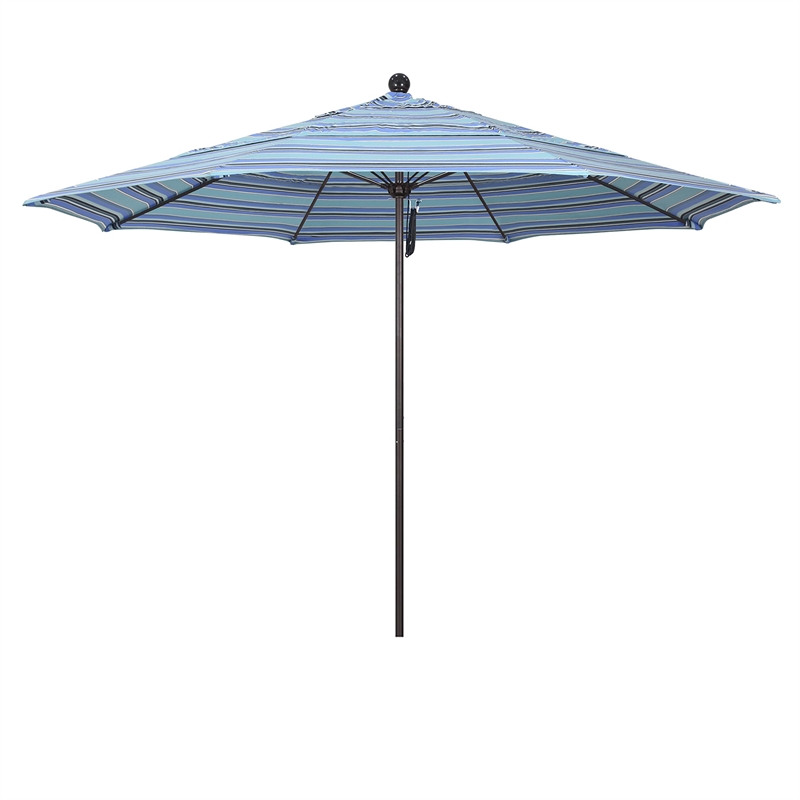 California Umbrella Venture 11' Bronze Market Umbrella in Dolce Oasis