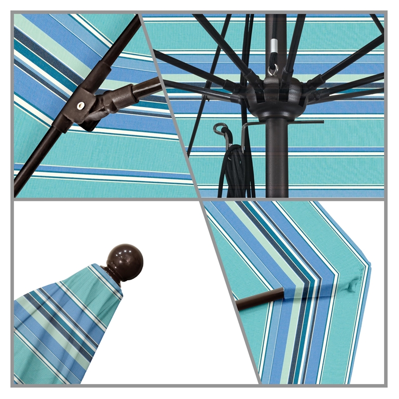 California Umbrella Venture 11' Bronze Market Umbrella in Dolce Oasis