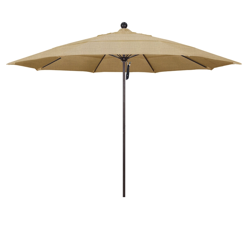 California Umbrella Venture 11' Bronze Market Umbrella in Linen