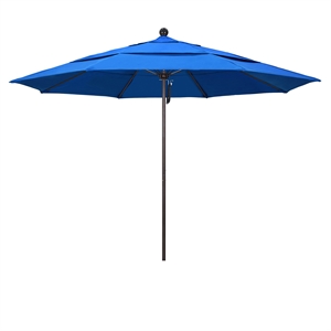 California Umbrella Venture 11' Bronze Market Umbrella in Royal Blue